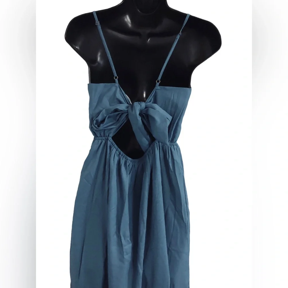 Jessica‎ Simpson blue v-front open tie back tiered spaghetti strap dress size XS